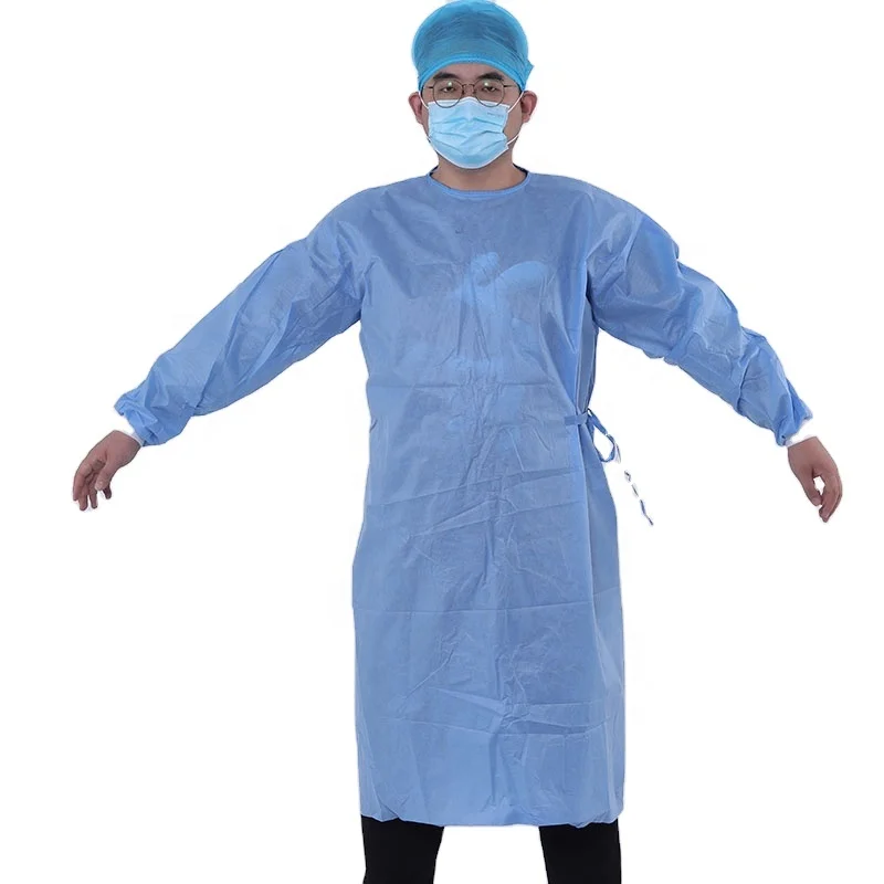 Wholesale Non-sterile Adult Level 2 Surgical Gowns Blue Disposable Surgical Clothes