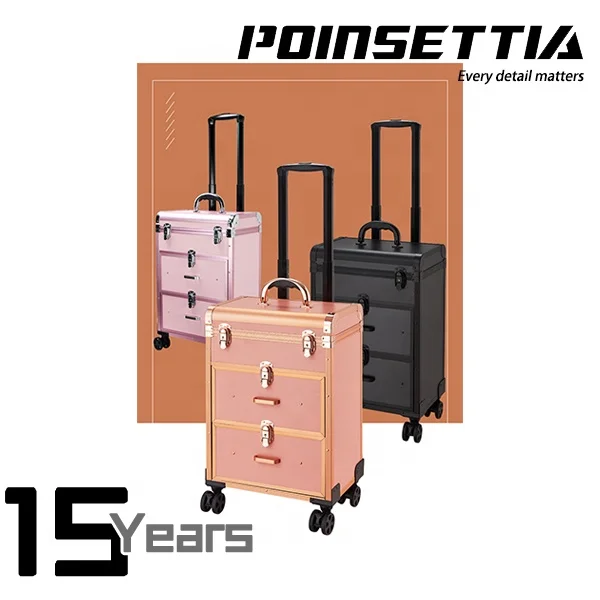 Beauty Rolling Makeup Trolley Salon Cosmetic Hair Stylist and Professional Nail Artist Train Case Hairdressing Organizer Box