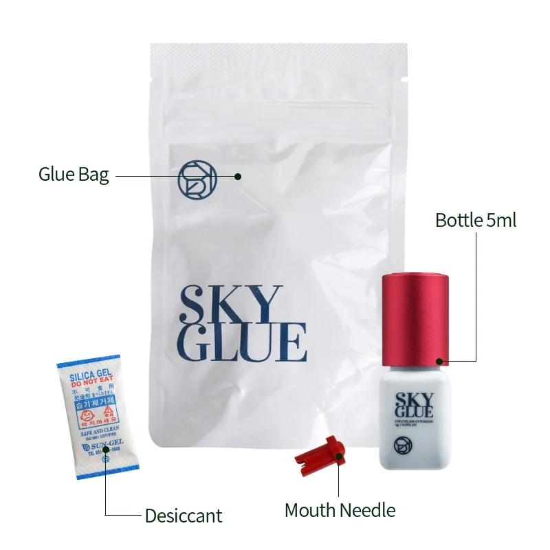 New Package Korea Sky S+ Eyelash Glue 5ml Fast Drying Long Lasting Time Professional Eyelash Adhesive