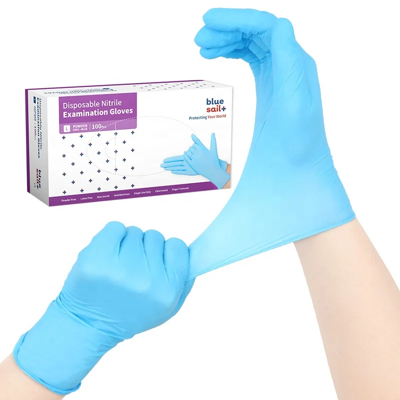 100 PCS Box Nitrile Gloves Finger Texture Anti-slip Gloves Waterproof Disposable Nitrile Hand Gloves Powder Free for Gardening