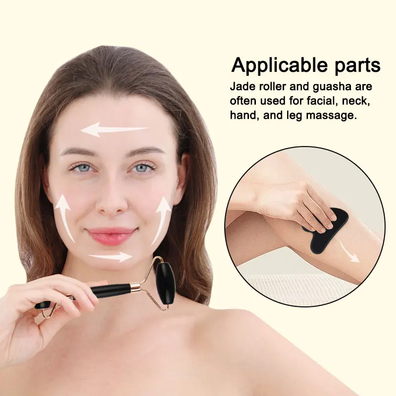 Obsidian Gua Sha stone Beauty face massage roller  jade guasha massage stone for Skin Care