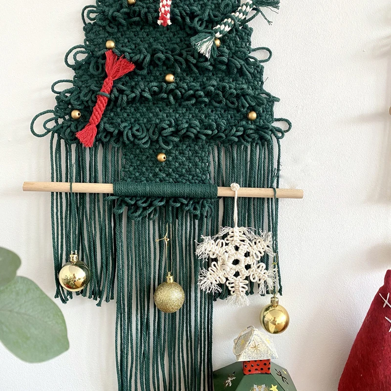 Boho Gift Farmhouse Xmas Home Decor Ornament Macrame Christmas Tree