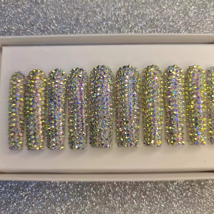 B 35% off Private label custom press on nails high quality new fashion red pallet false nails coffin long curve artificial nails