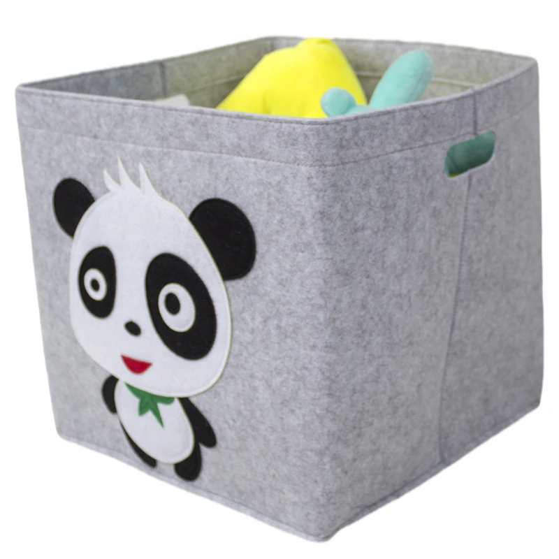 Custom Felt Foldable Storage Box woven Storage Basket For Shelf Collapsible Carry Handles Felt Closet Storage Laundr