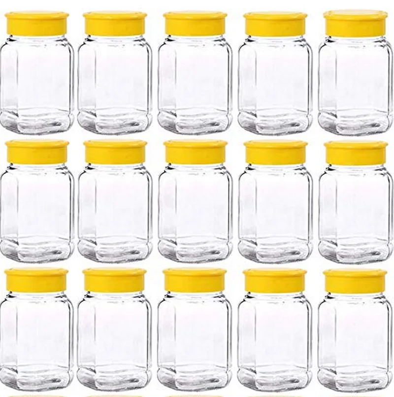 Avertan hexagon glass mason mini 50ml 500 gram 1kg honey bear jar with metal lid and dipper