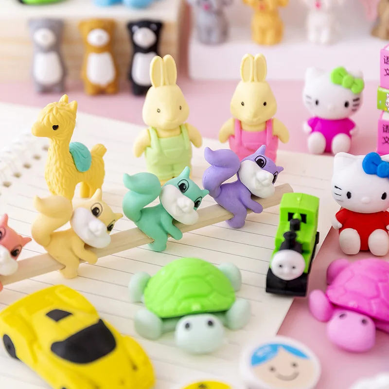 Cartoon creative cute animal shape detachable small rubber kindergarten pencil eraser
