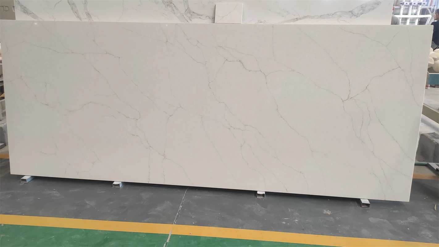 SMT silicon free zero 0 Silica Stone White Polished Surface Luce Castade Artificial Quartz Countertop Slabs Wholesale Price