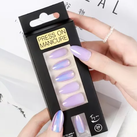 NEW hight quality 24 pieces Mirror almond nails with scales and neutral packaging false nails