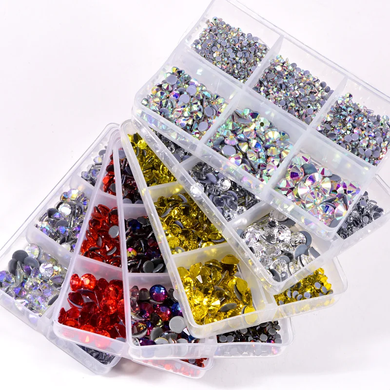 
Factory Wholesale 6 Boxed Flatback Crystal Hot Fix Rhinestone Iron On Transfer Decorative Glass Stones 