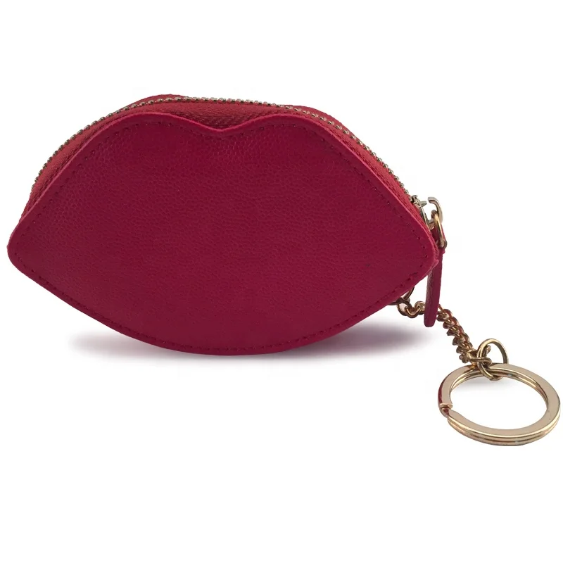 Coin Purse Zipper Coin Wallet with Keychain Hot Sexy Mouth Design PU Leather ISO9001:2008 National 1000pcs Animal Prints Accept