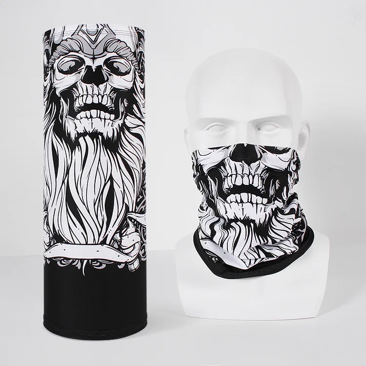 skull Printing Long Bandana Women Logo sports face shield skull ski mask