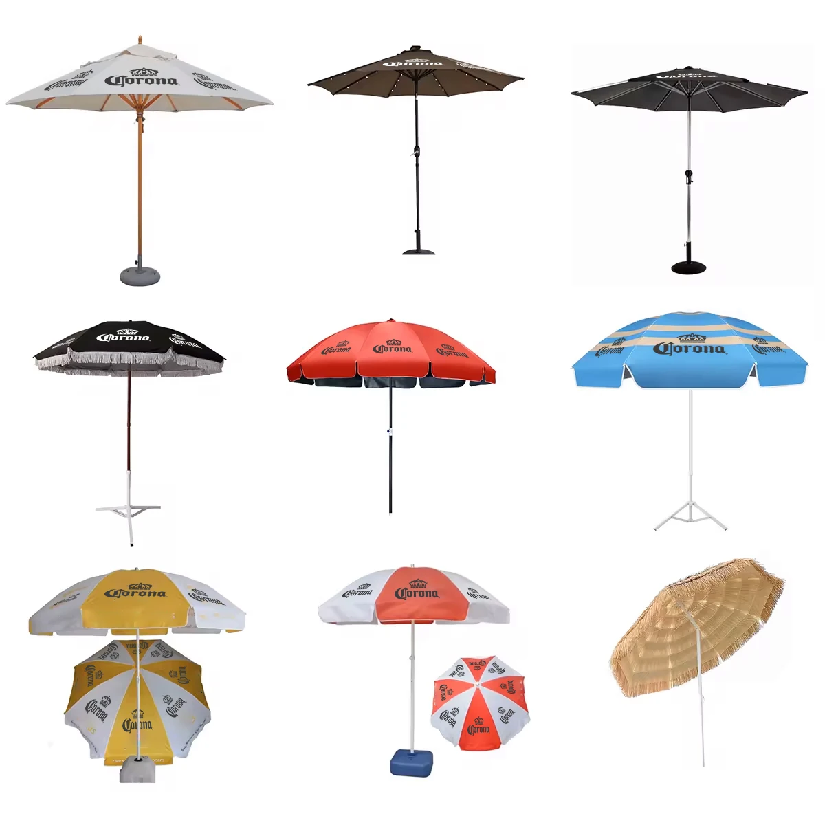 2.7M Wooden Patio Garden Umbrella Sun Shade Outdoor Cafe Beach Parasol Canopy 8 Ribs 38MM Pole W/ Air Vent 220g Polyester