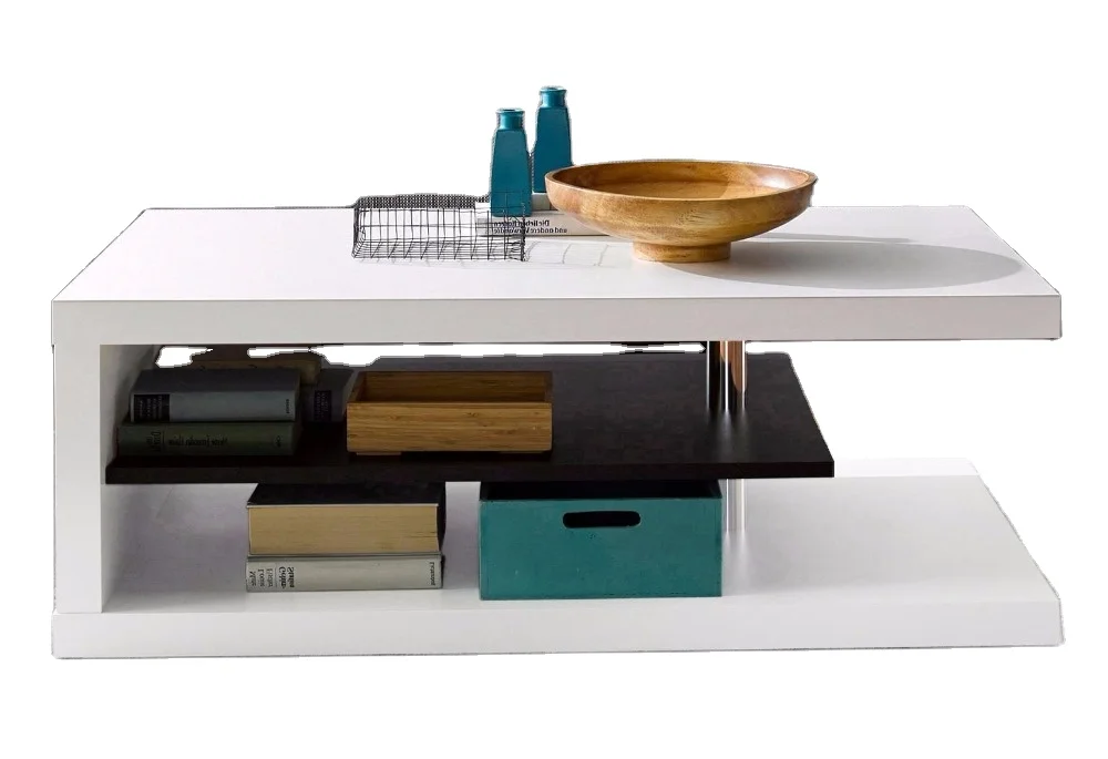 Living Room Unique Geometric Design PB Melamine class coffee table with storage