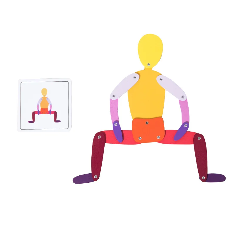 New Early Learning Children Sports Little Man Educational Creative Stick Man Wooden Toys for Kids Montessori Shape Matching Toy