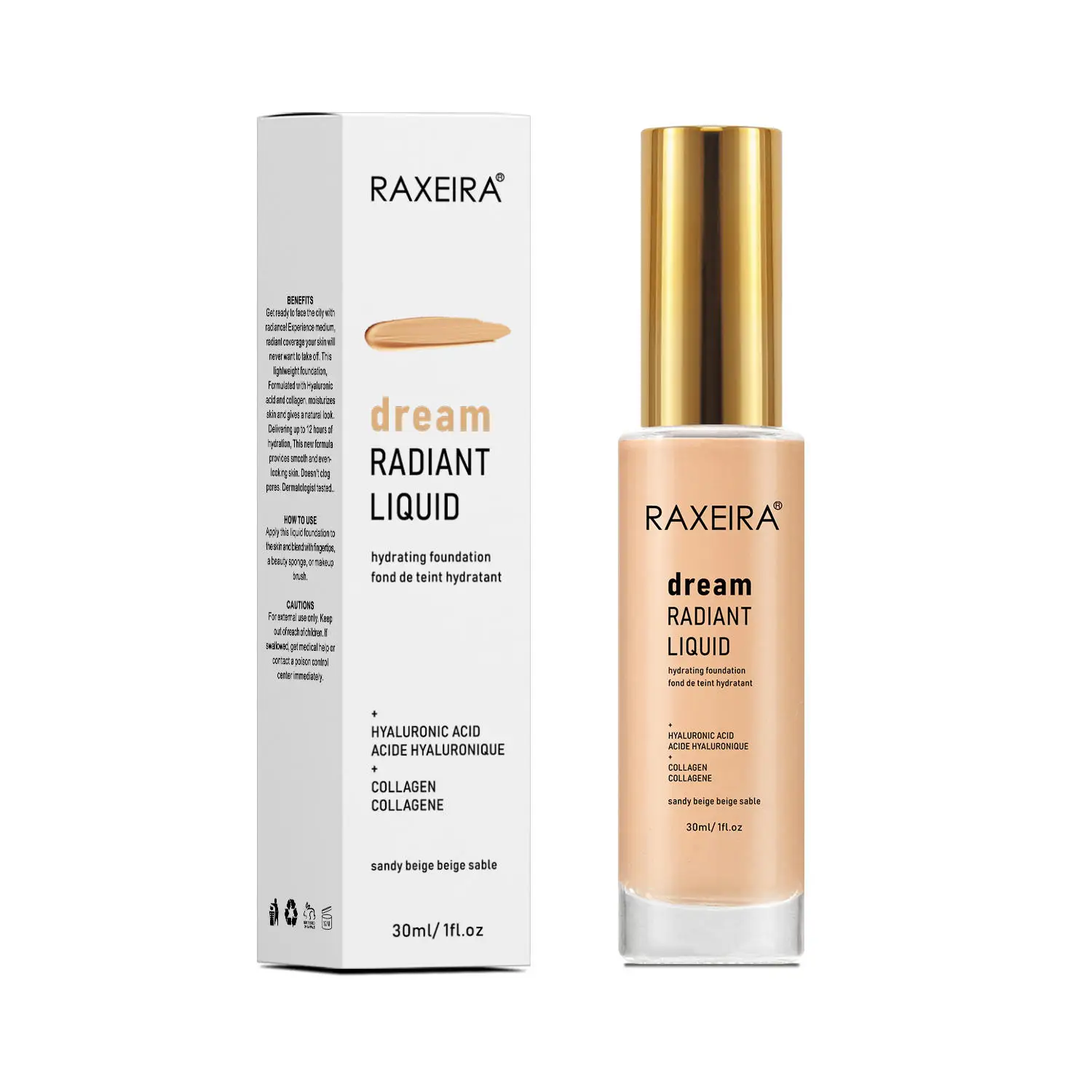 High Quality 30ml Natural Dream Radiant Vegan Cruelty Free Organic Liquid Foundation Cream