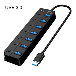 Hub Usb 3.0 Splitter Multiport Adapter 7 Ports Usb Hub 2.0 With Power Adapter For Laptop Computer