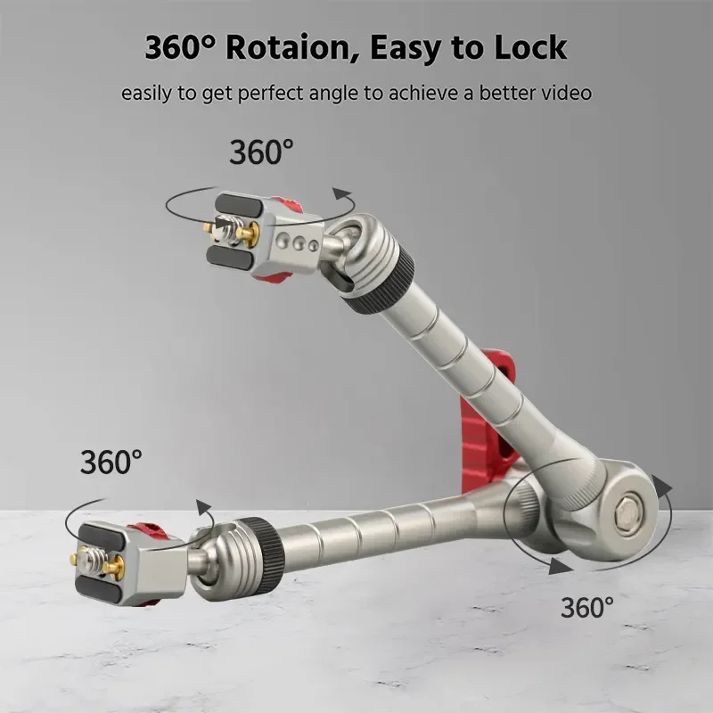 11' Arri Locating Pin 1/4 Screw Metal Magic Arm for DSLR Cameras, Smartphone,Light Monitor