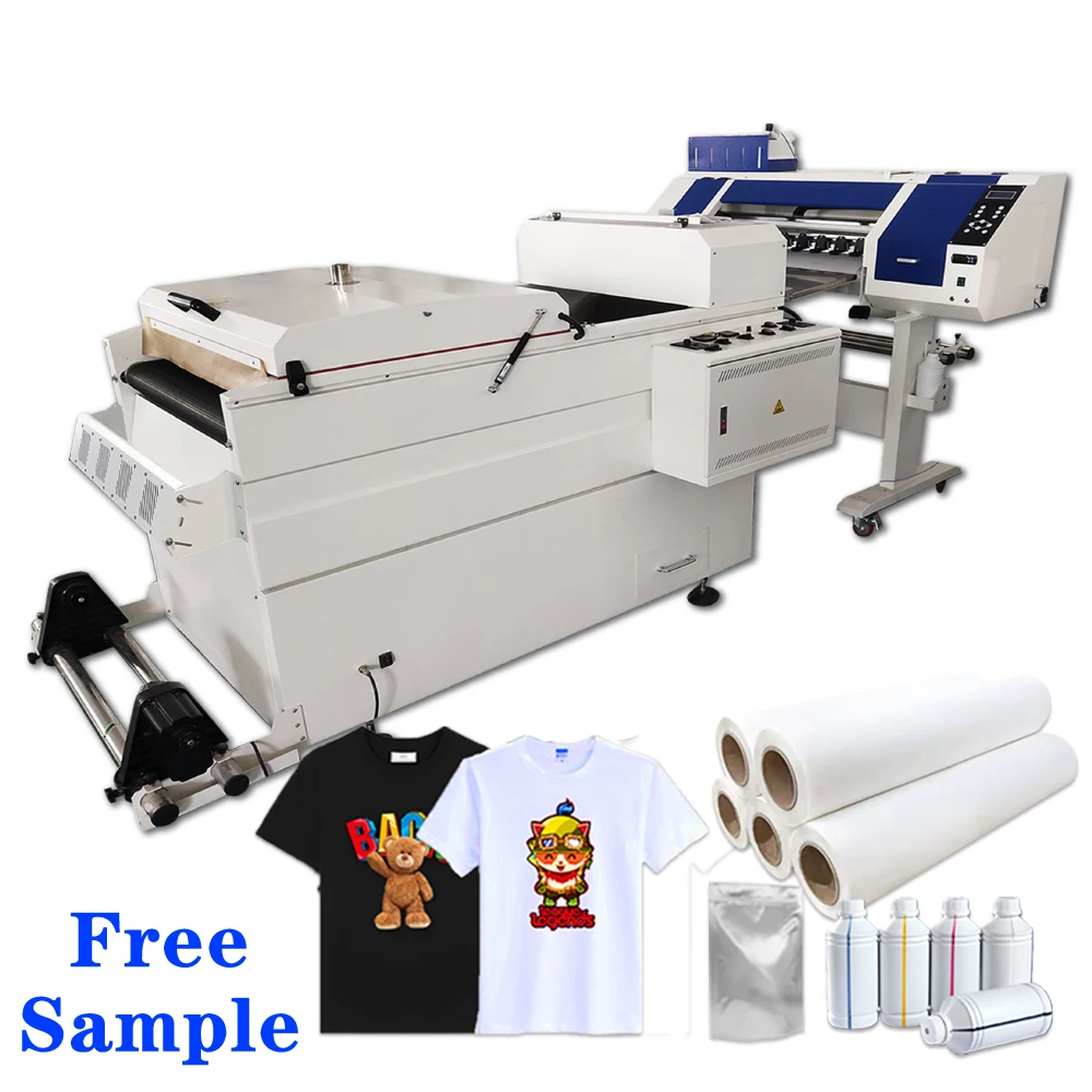 HJD Dtf Printer with automatic Duster/Dual /Four Eps i3200 Print Head 60cm Dtf Printer for mask, tshirt, hat,bags all fabric