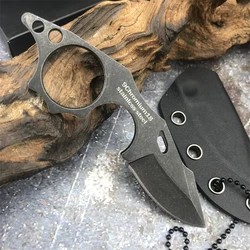 4.9-inch Tiger Shark Fixed Mini  K scabbard outdoor EDC Tactical Camping Necklace Knife