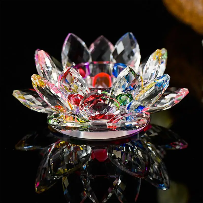 Candle Holder Hot Sale Cheap Lotus Shape Dining Table Center Crystal Wedding Decoration Silver Christmas Clear Folk Art 2 Color