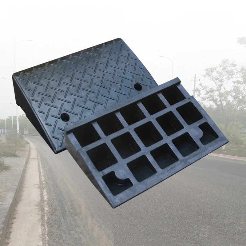 Car Wheel Stoppers and Tire Chocks Plastic and Steel Curb Ramp Rubber Slope Roadway Products