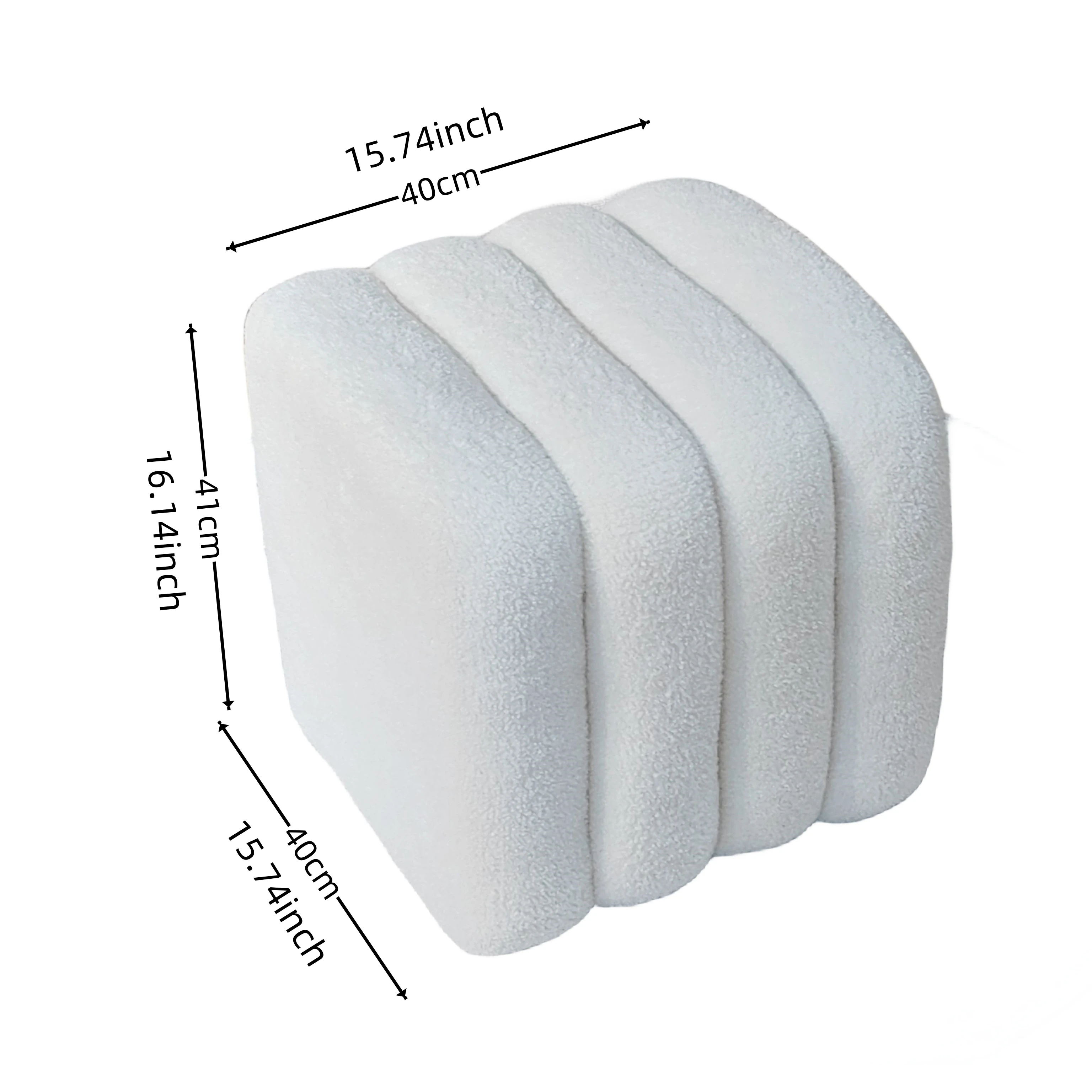 Bailey Modern Square Functional Stool Fabric Boucle Decorative Ottoman Simple Rectangle Caterpillar Teddy Tool for Bedroom