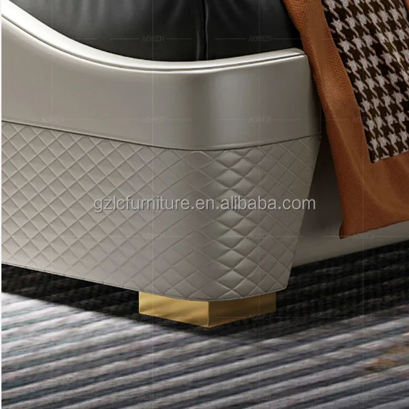 2025 New Italian Light Luxury Leather Bed Modern Simple Double Bed Row Skeleton High Box Storage Master Bedroom king Size Bed