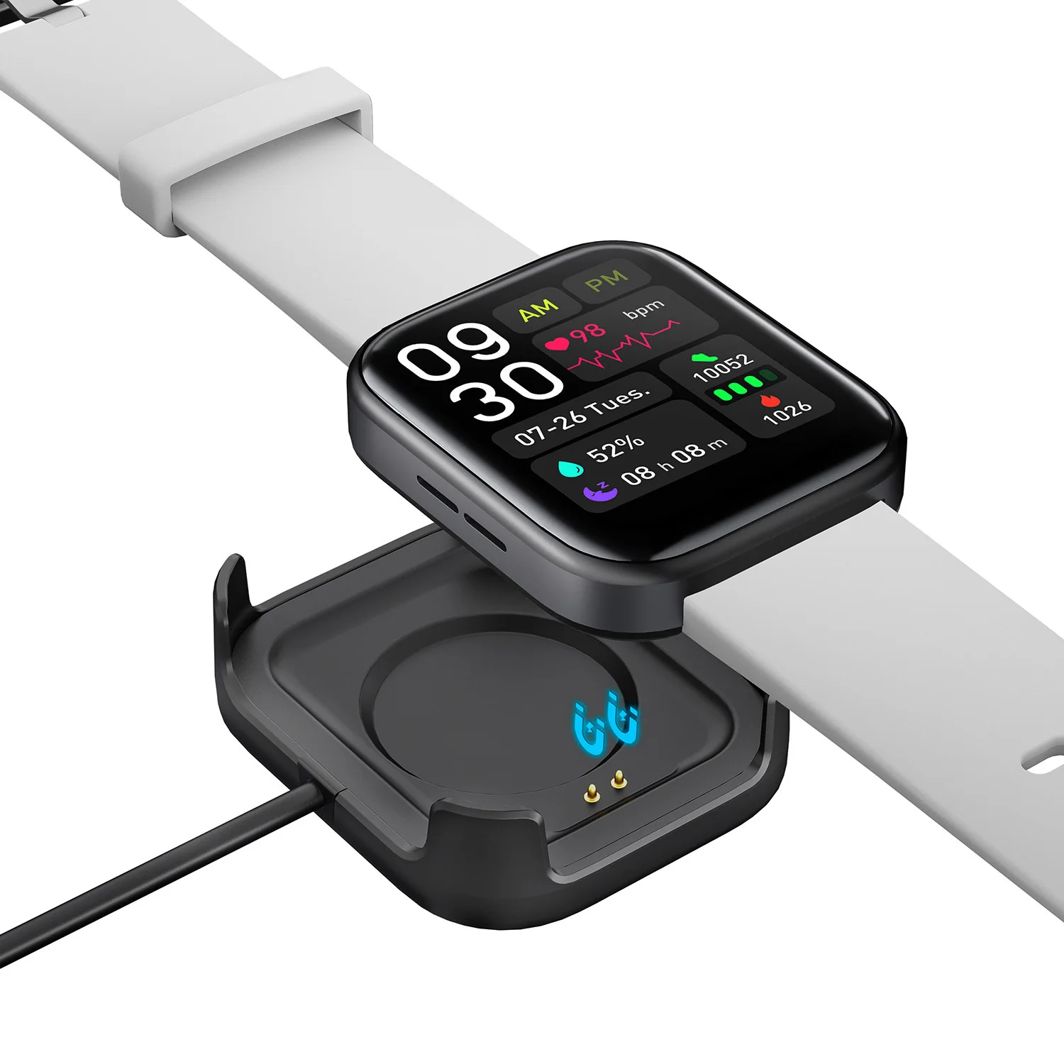 1.7 Inch Screen Wireless Call Smart Bracelet Voice Message Alert Heart Rate Blood Pressure Health Monitoring Smart Watch