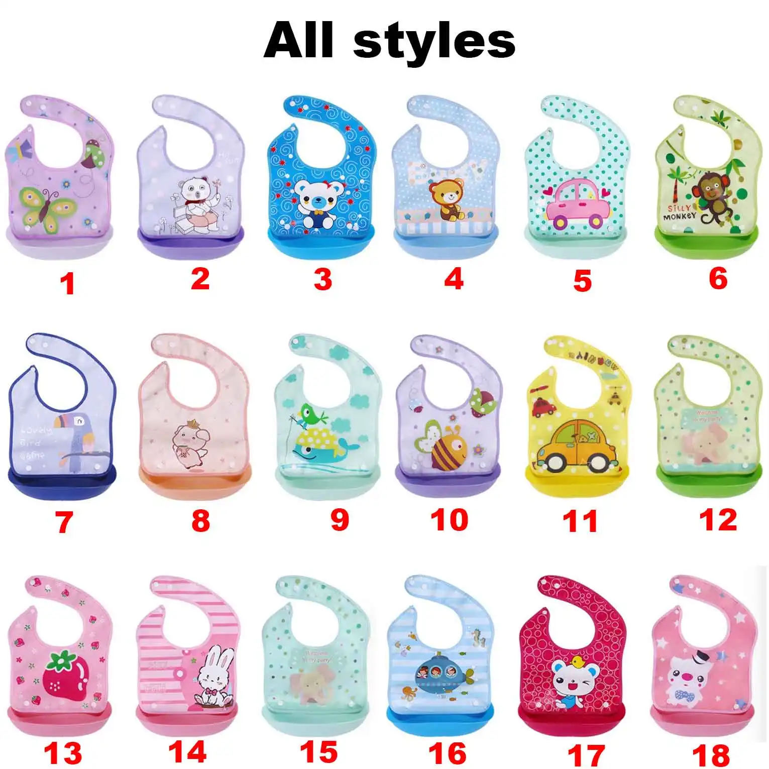 Removable Baby Bibs Waterproof Aprons Kids Bib Bandana Cartoon Baby Feeding Bibs Baby Saliva Towel With Pocket
