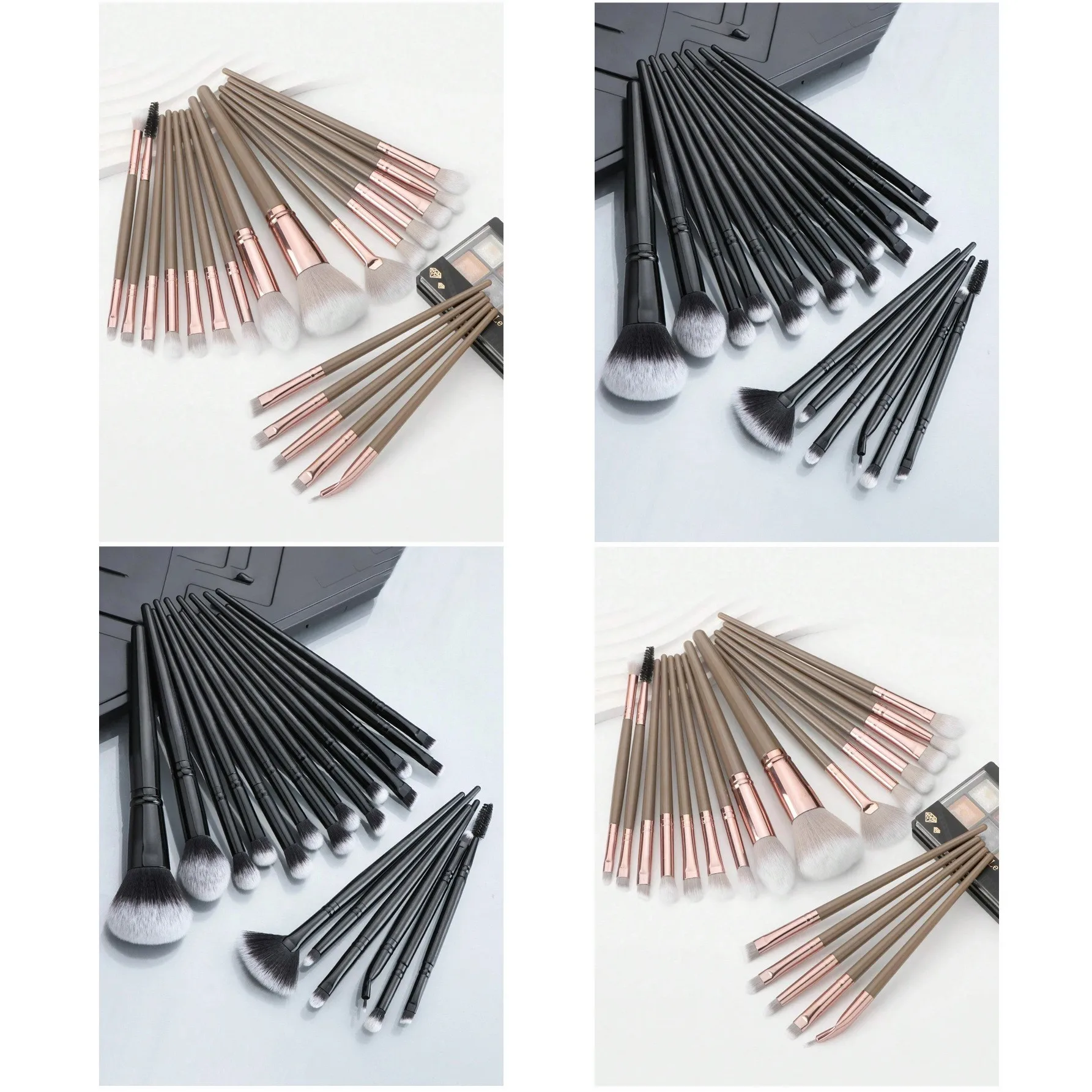 2025 professional custom logo makeup tools make up accessories women gifts 20 pcs All black makeup brush set