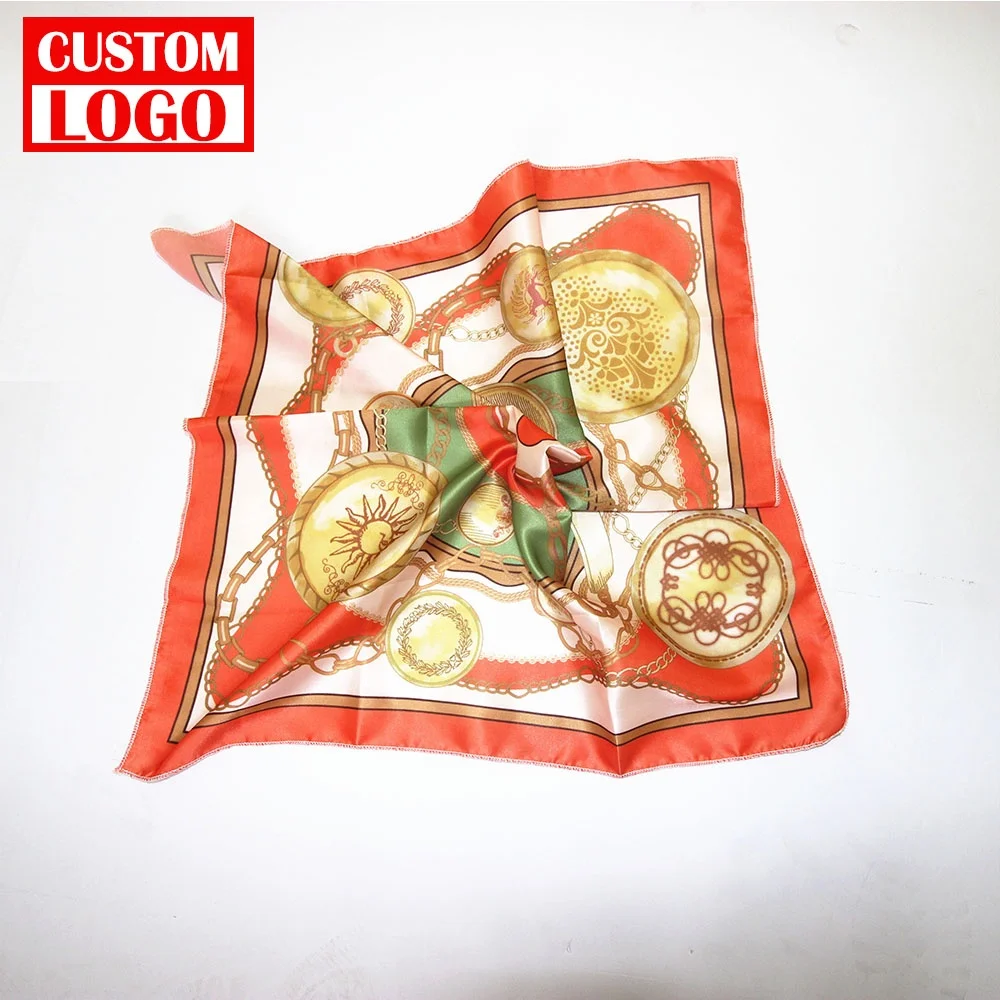 Customized Unisex 22x22inches Square Beige Silk Scarf Square Scarf 110 110*110cm Silk
