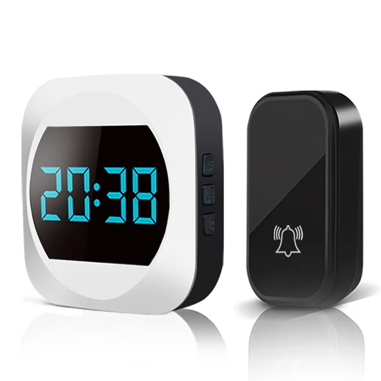 Easy Installation Wireless Clock Doorbell Time Display Plug and Play Waterproof Door Bell Kit with 36 Chimes Quality Sound 200M