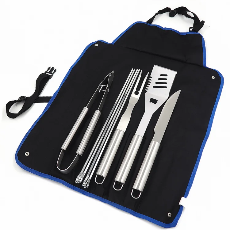 Chinese hot selling best-selling 9PCS bbq grill tool set stainless steelt with an apron