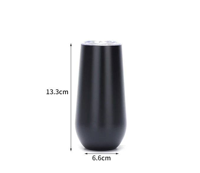 2023 Best Seller Custom Logo 6oz Double Wall Stainless Steel Insulated Champagne Flute Wine Tumbler with Lid