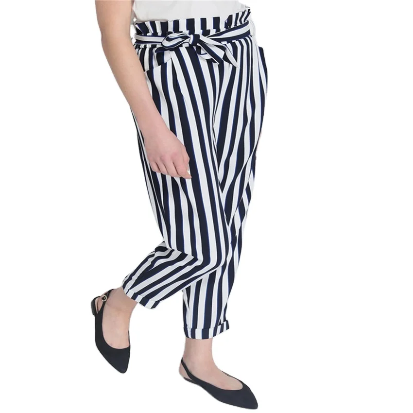 
Wholesale High Waist Pants Female Harem Pants Women Trousers Printed Stripes 
