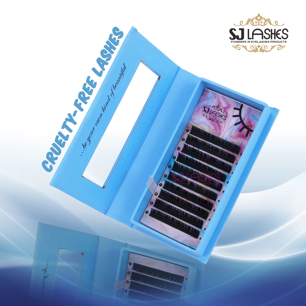 Mega Volume Russian Volume Eyelash Extensions Hand Made Natural Matte Black SJ Lashes KOREAN PBT FIBER / Cashmere Easy Make Fans