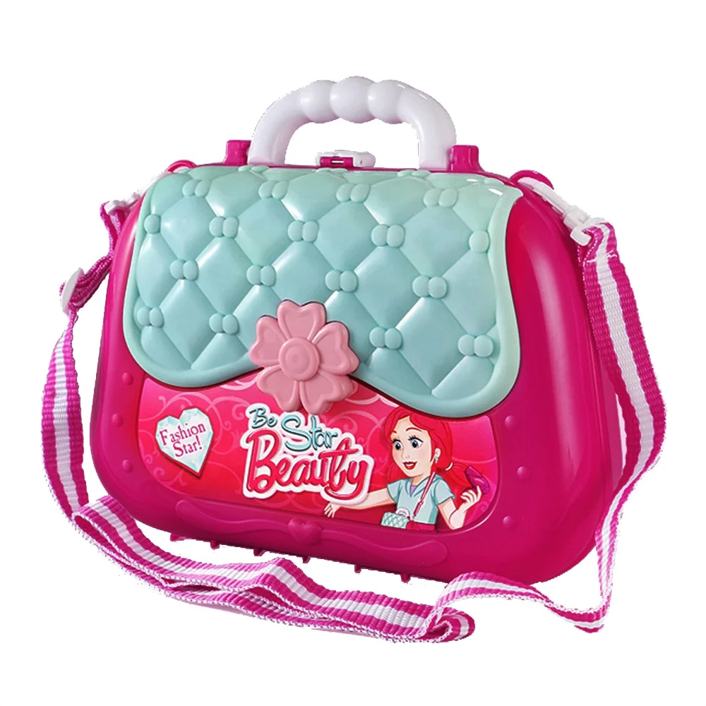 New Style Princess Girls Pretend Play Makeup Kit Fashion Bag with Party Dress Up Color Case Packed Kids Toy