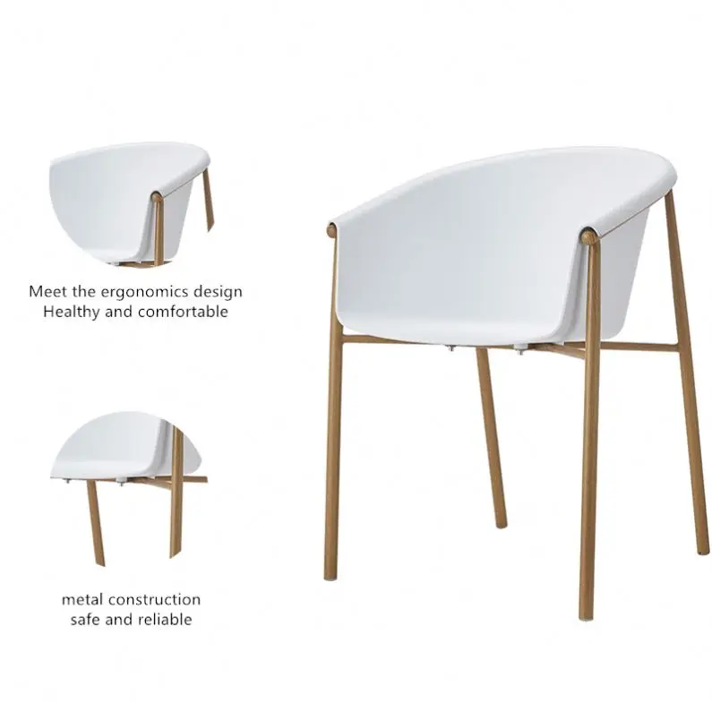 Modern Cheap Price Simple PP White Top Solid Metal Leg Wholesale Plastic Garden Chair