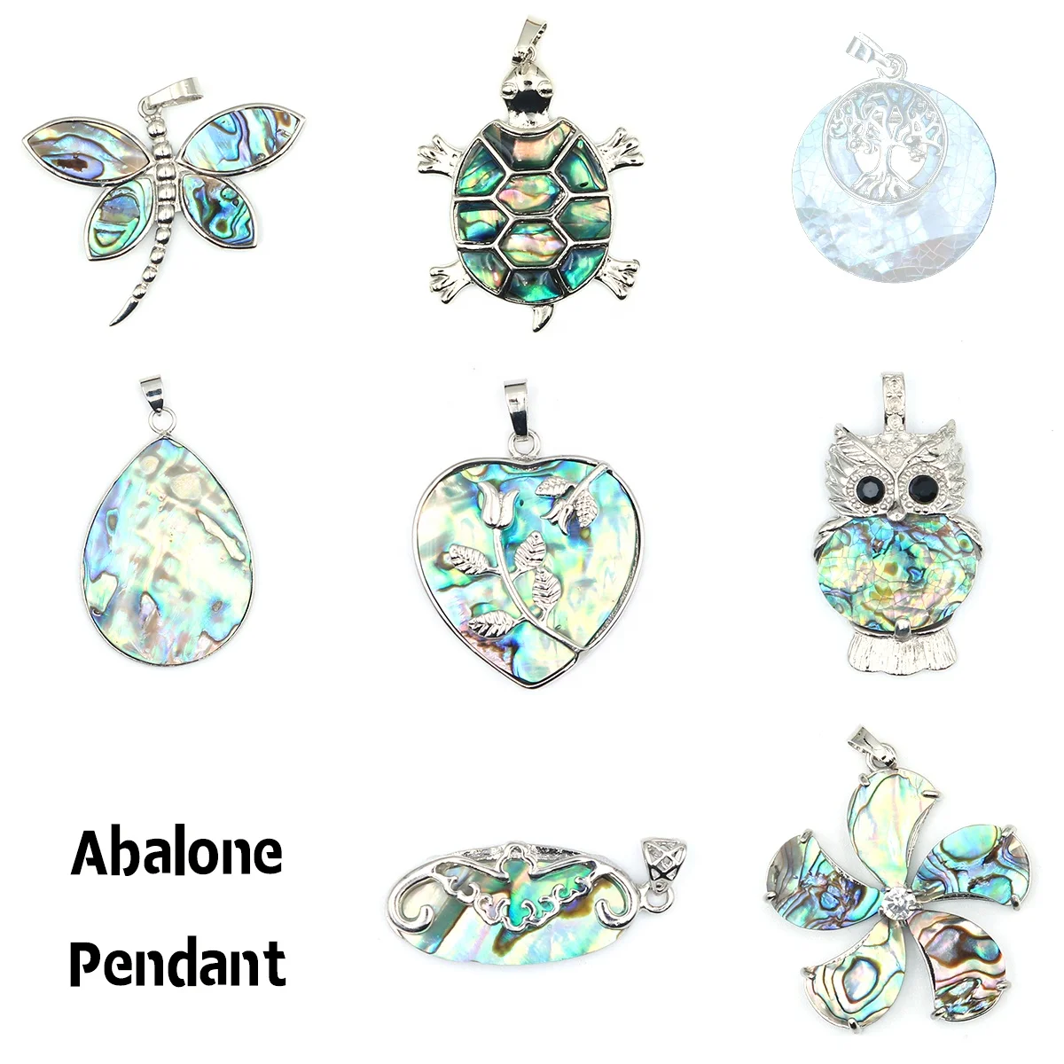 Natural Abalone Pearl Shell Animal Owl Turtle Heart Butterfly Oval Pendants Necklace Jewelry Pendant Charms for Jewelry making