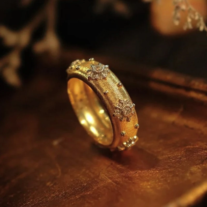 Wholesale italian style matt finish 5A zircon ring 925 sterling silver 18k gold plated fashion rings women