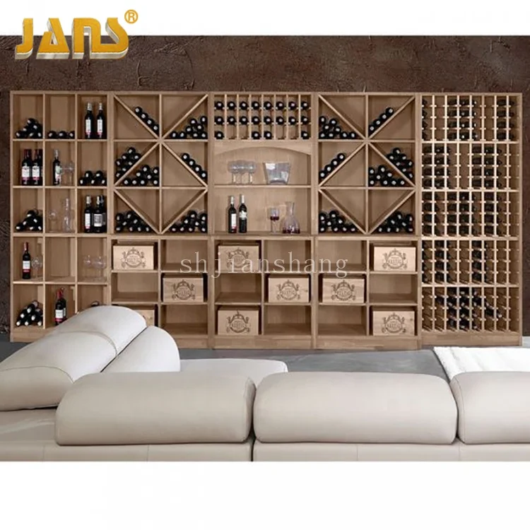 
Customization antique Wine Wall Display Racks Storage Counter Rack Wooden Wine Bar Cabinet 