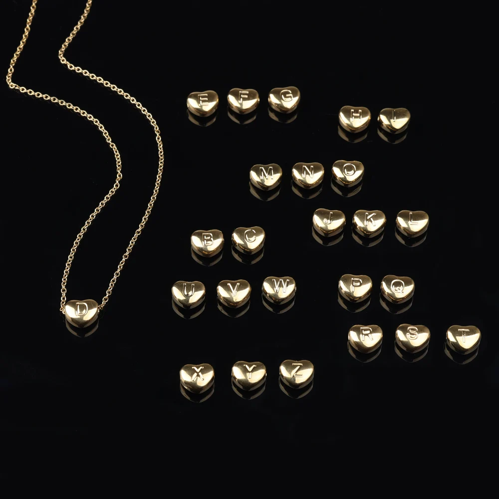Gold Stainless Steel Personalized Heart Letter Necklace for Ladies