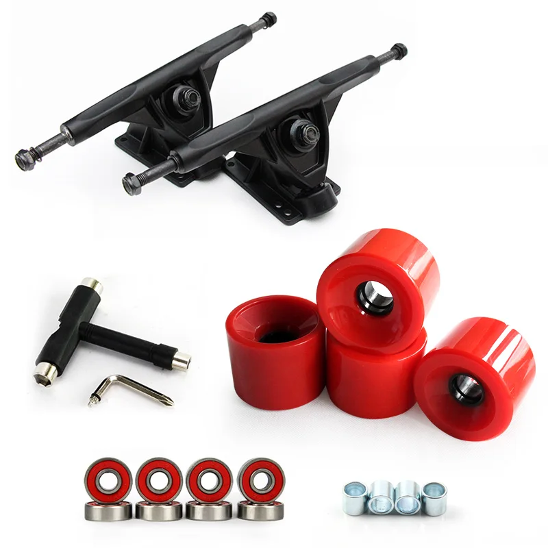 Custom Skateboard  7 8  8.5 inch Longboard Truck And Wheels Set 70*51mm Wheels Black Trucks