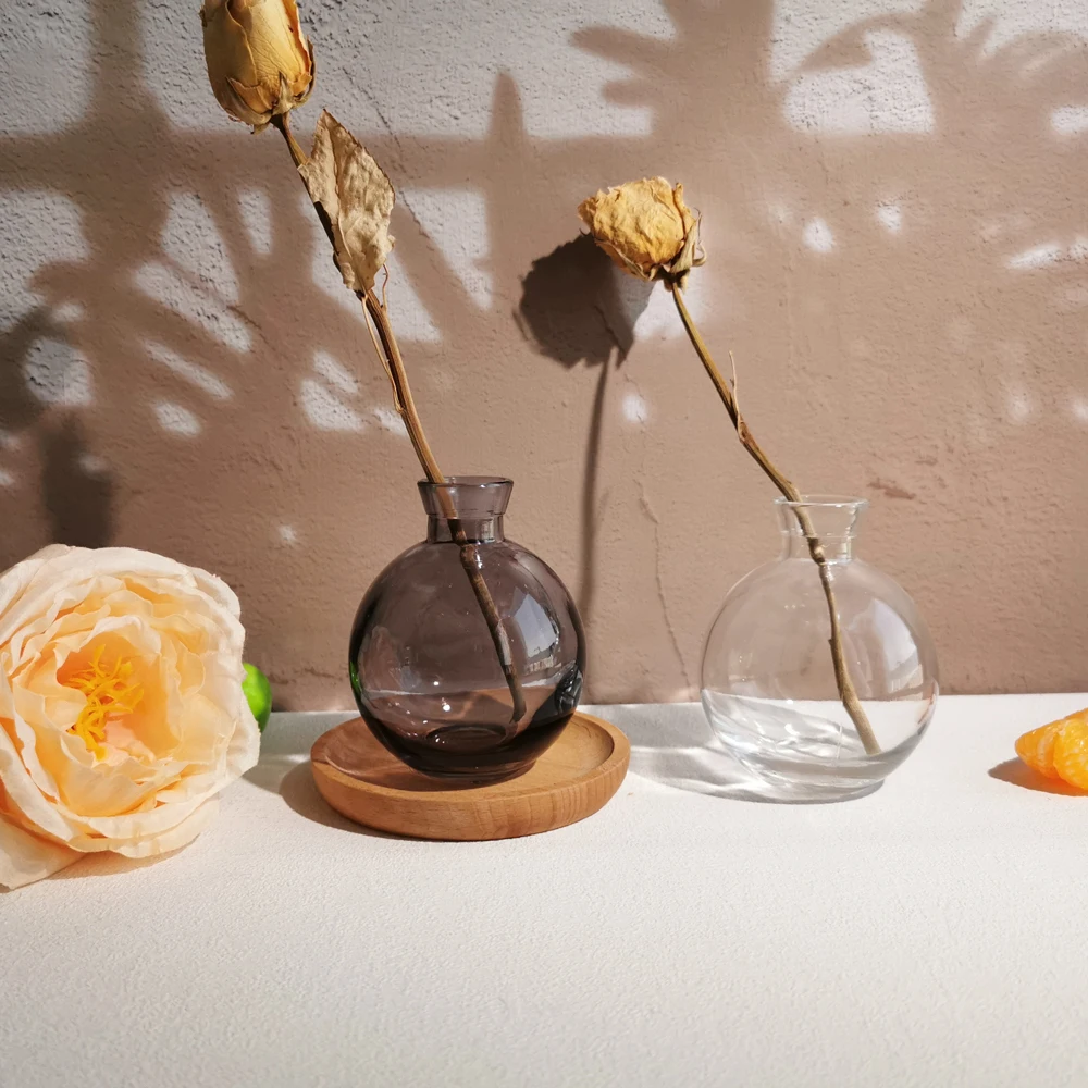 Amber Transparent exquisite daily glass vases for decoration and wedding