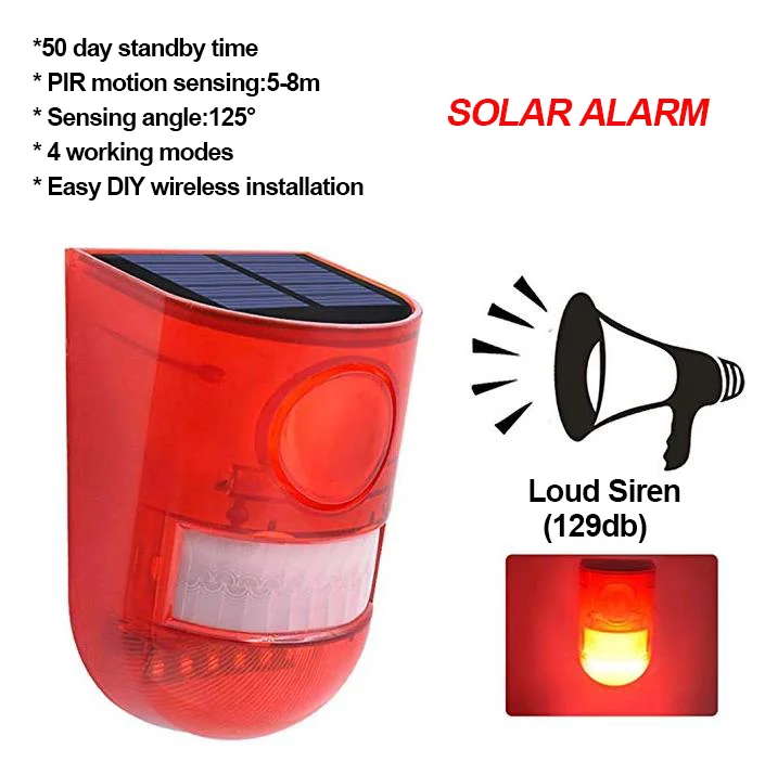 Motion Detector Solar Strobe Light Solar Alarm Light Solar Security Warning lamp