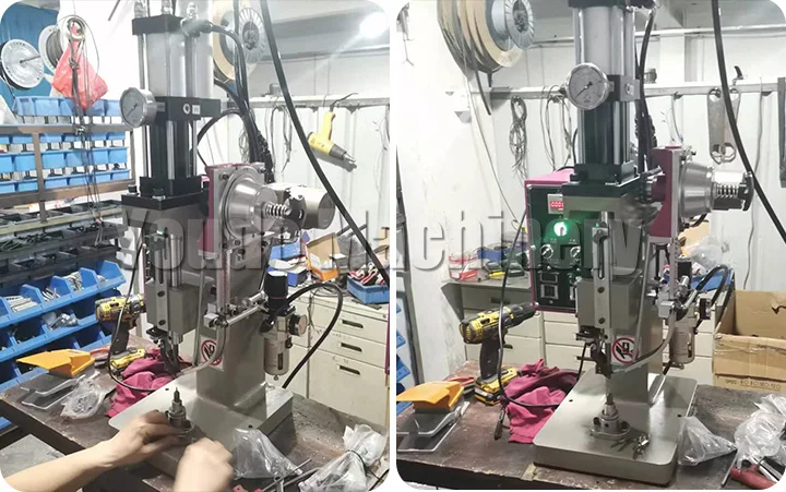 Industrial Small Pneumatic Semi Automatic Riveter Press Machinery Riveting Machine For Make Brake Button Hardware Folding Chair