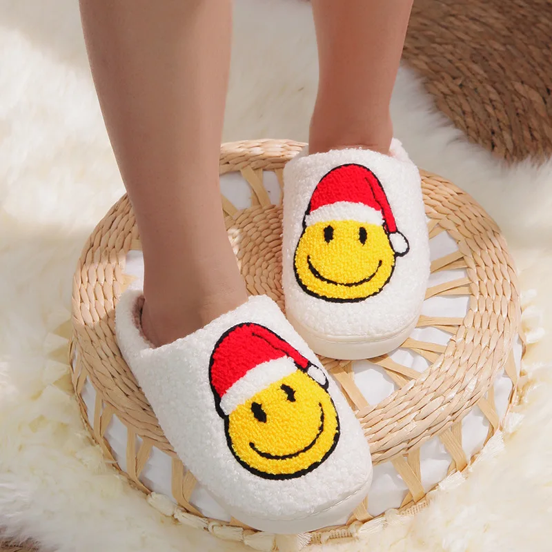 Home winter warm Plush anti slip Christmas fuzzy cozzy Various styles for Christmas slide slippers for man and women