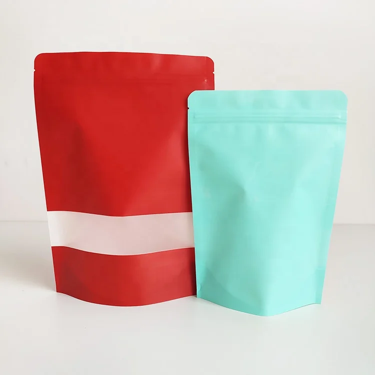 RTS 17x24cm black yellow blue pink green orange purple color recyclable kraft paper pouch for food packaging