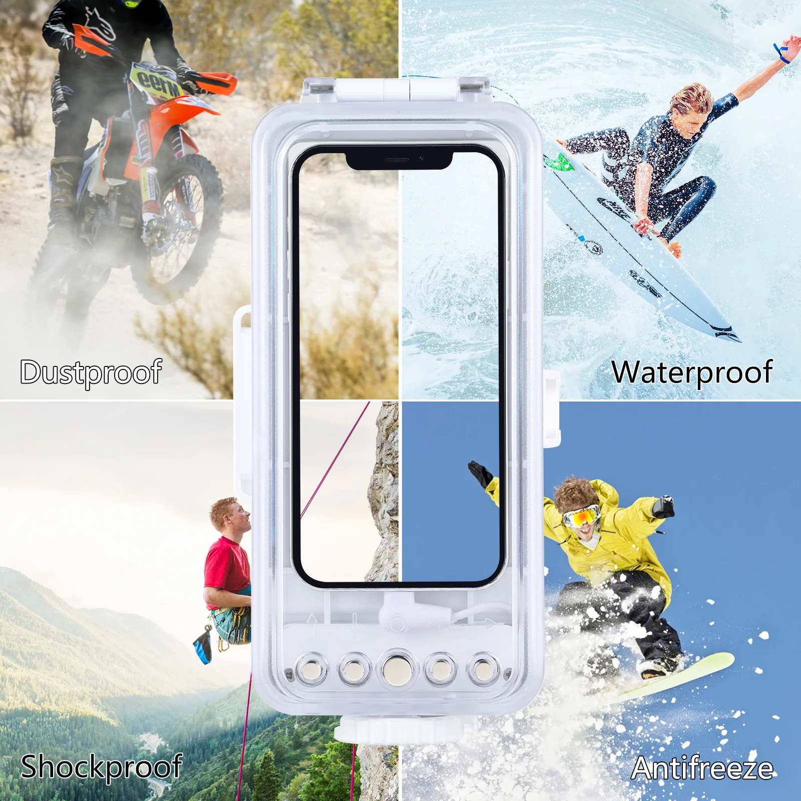 PULUZ 45m/147ft Waterproof Diving Housing Photo Video Taking Underwater Cover Case for iPhone 13/12 Pro White