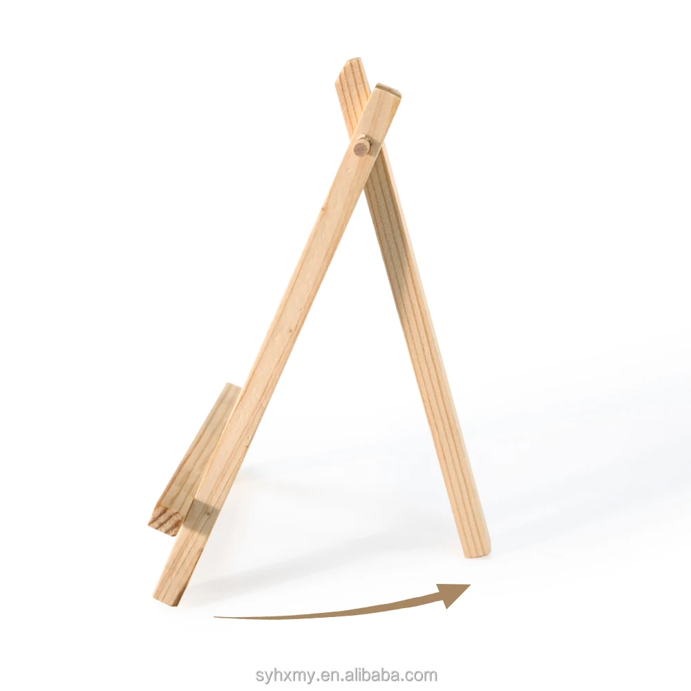 Mini Wood Display Easel, Natural Wooden Tripod Holder Stand for Displaying Small Canvases, Business Cards, Photos